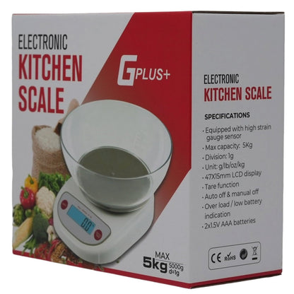 Digital Kitchen Scale with Removable Bowl, 5000g/11lb Capacity, 0.1oz Accuracy, Cooking/Baking/Weight Loss, 2 Modes, Tare Feature - Batteries Included