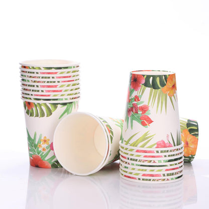 SIMYFOIN Hawaiian Tropical Beach Theme Party Decorations Disposable Floral Paper Plates and Napkins Set for 24 Guest Beach Luau Birthday Summer Paper Plate Tableware