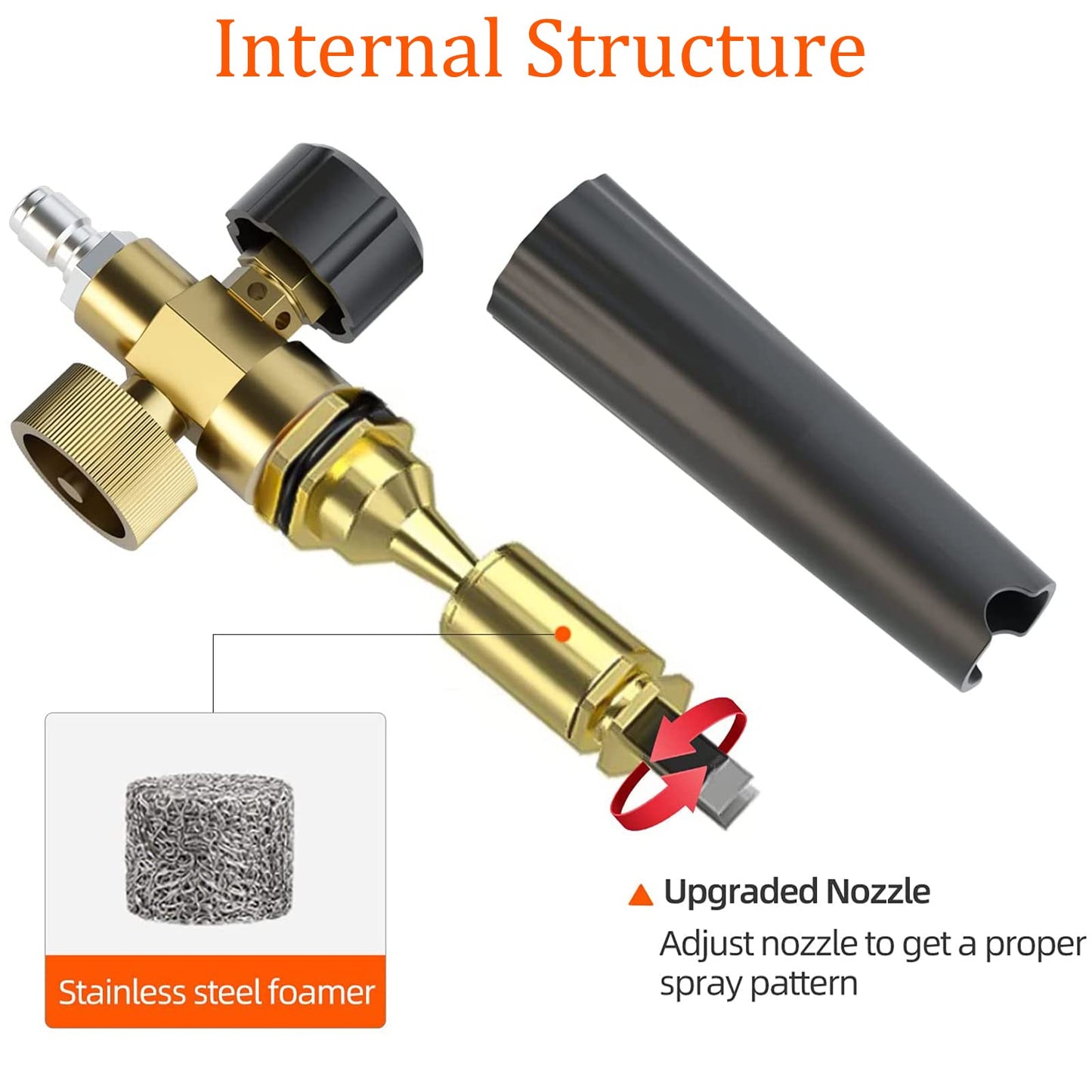 CGACOL Car Foam Cannon Pressure Washer Jet Wash Snow Foam Lance with 5 Pressure Washer Nozzle Tips Quick Release Adjustable Nozzle 1/4 Inch Car Foam Blaster for Pressure Washer 1 Liter