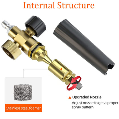 CGACOL Car Foam Cannon Pressure Washer Jet Wash Snow Foam Lance with 5 Pressure Washer Nozzle Tips Quick Release Adjustable Nozzle 1/4 Inch Car Foam Blaster for Pressure Washer 1 Liter