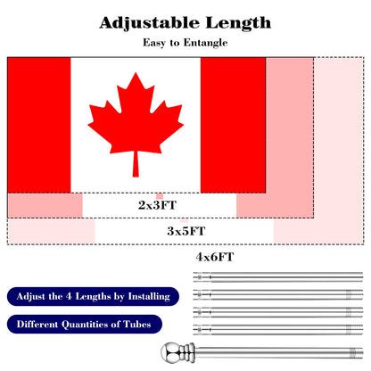 6FT Stainless Steel Flag Pole Kit with 180° Adjustable Bracket, Heavy Duty Tangle-Free Flagpole for House, Porch, Yard, Truck, Complete Outdoor Flag Pole Kit with Mount (Without Flag)