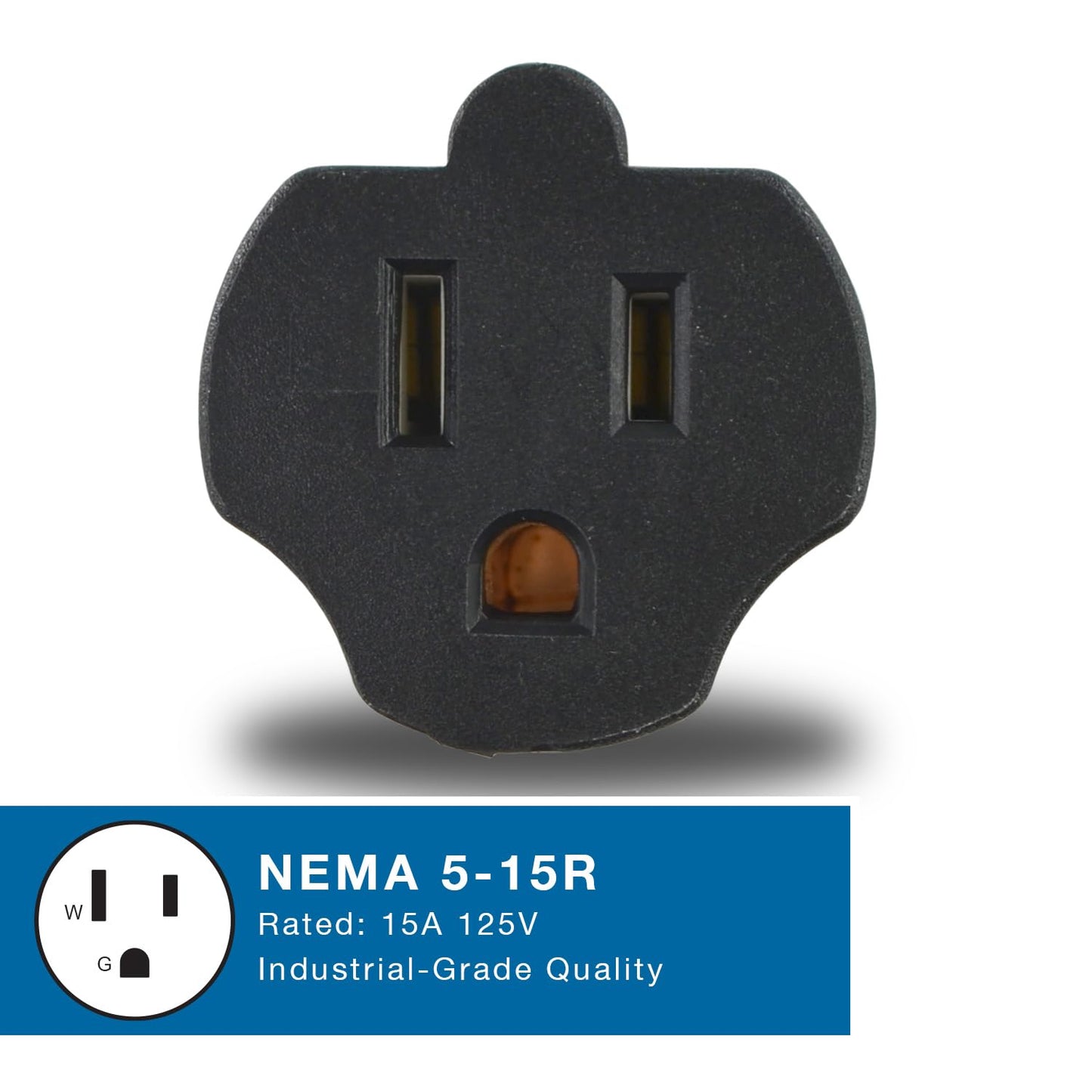 Conntek 30120, 15 to 15-Amp Locking Adapter with NEMA L5-15P male plug to 5-15R female connector