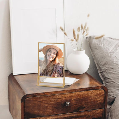 PPH-Sisy Acrylic Sign Holder 4 x 6 Gold Frame Display Stand ，Clear Table Flyer Holder，Plastic Paper Holder for Home, Office, Shop- Exhibition 4 x 6 inches (6pcs)