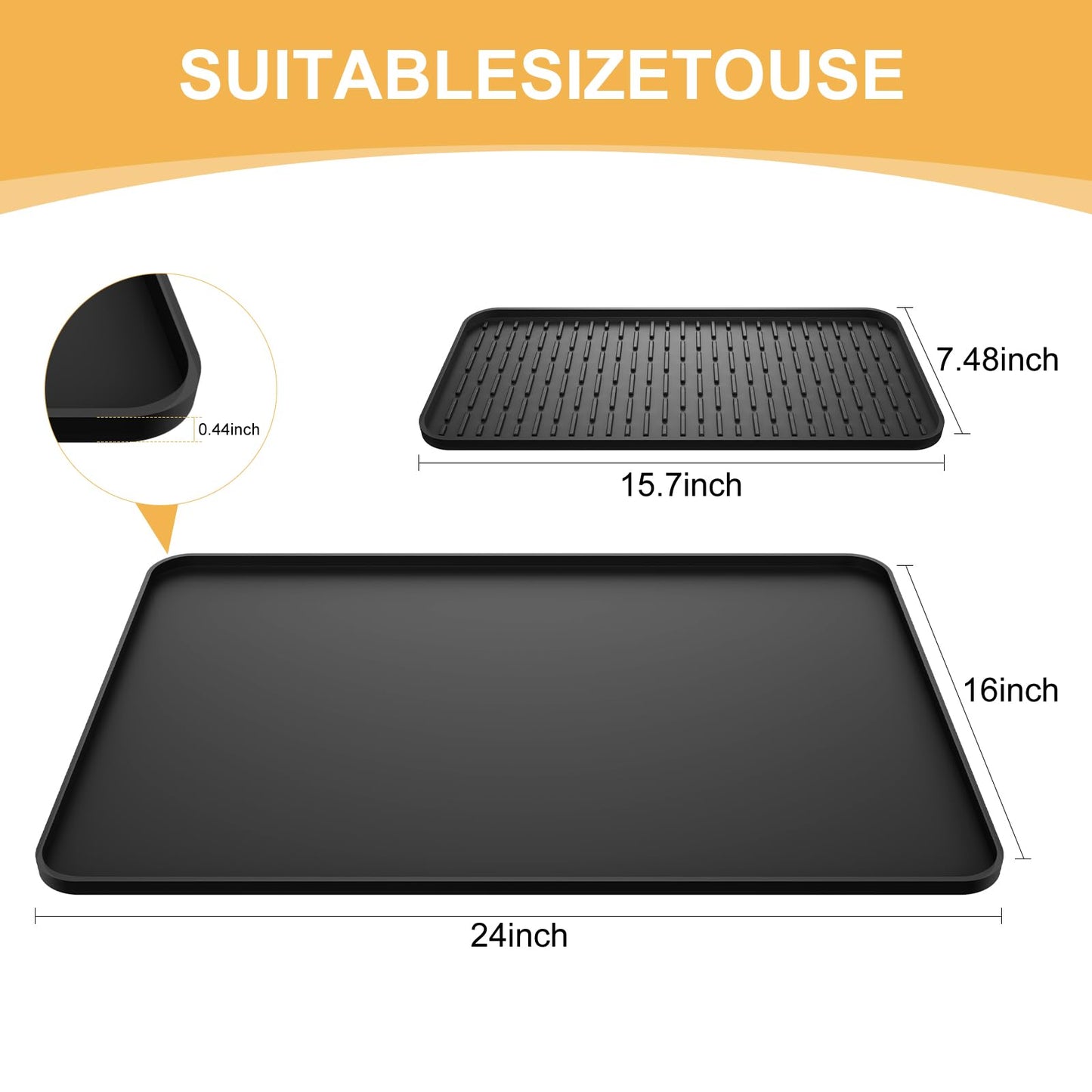 Silicone Coffee Mat,24''x16'' Coffee Bar Mat with Detachable Dish Drying Mat for Kitchen Countertops,Coffee Bar Accessories Fit Under Coffee Maker Coffee Machine Coffee Pot Espresso Machine Dish Rack