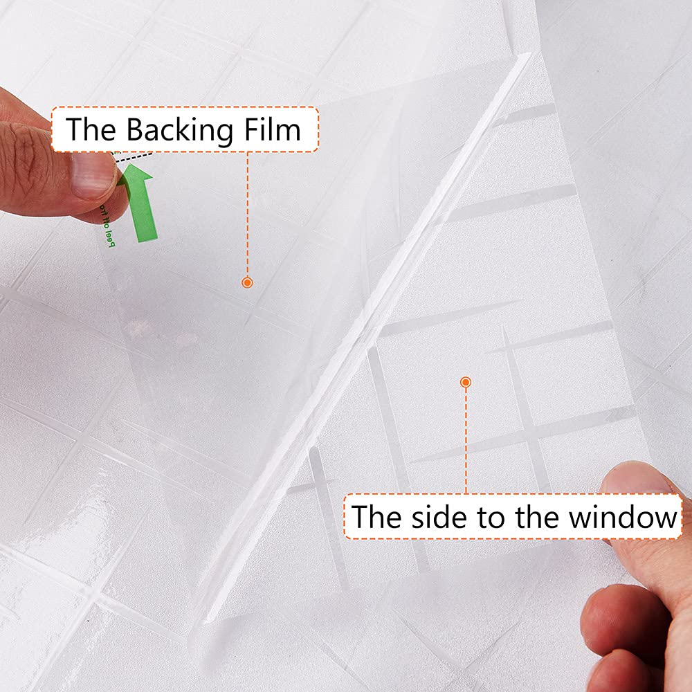 NINETREX Frosted Window Privacy Film,Window Cling Privacy Film, Decorative Glass Static Cling Non-Adhesive Vinyl Removable for Home Office Cross Pattern,60x200cm