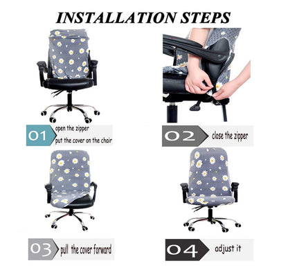 Deisy Dee Computer Office Chair Covers for Stretch Universal Rotating Chair Desk Chairs ONLY Chair Covers (Brown, Medium)