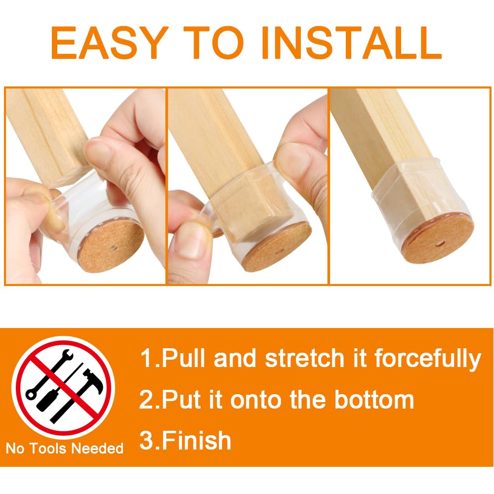32 Pcs Chair Leg Floor Protectors for Hardwood Floors Silicone Covers to Protect Wood Tile Floors Felt Pads Furniture Leg Caps Anti-Scratch Reduce Noise (Fit:1.3"-2")