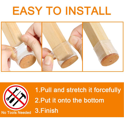 32 Pcs Chair Leg Floor Protectors for Hardwood Floors Silicone Covers to Protect Wood Tile Floors Felt Pads Furniture Leg Caps Anti-Scratch Reduce Noise (Fit:1.3"-2")