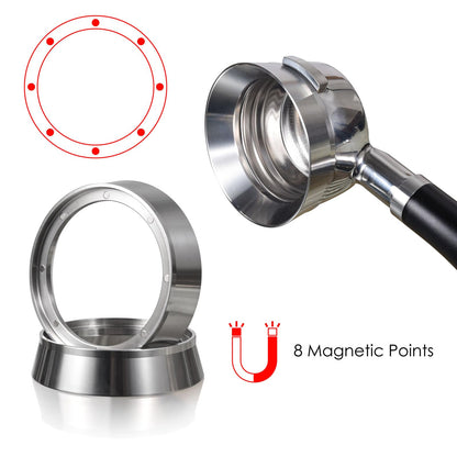 58mm Magnetic Dosing Funnel V2, MATOW Stainless Steel Espresso Dosing Ring with 8 Magnets Compatible with All 58mm Portafilter