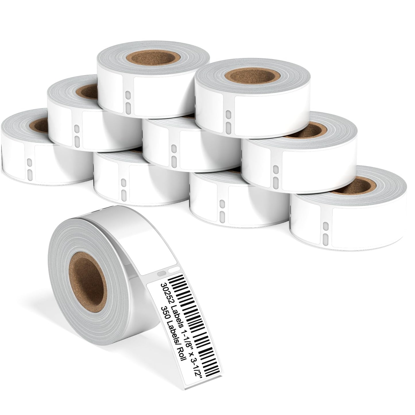 Compatible with Dymo 30252 Address Labels 1-1/8 x 3-1/2 Barcode Labels Work with 450, 450 Turbo, 4XL, 400, Rollo Label Printers (10 Rolls /3500 Labels)