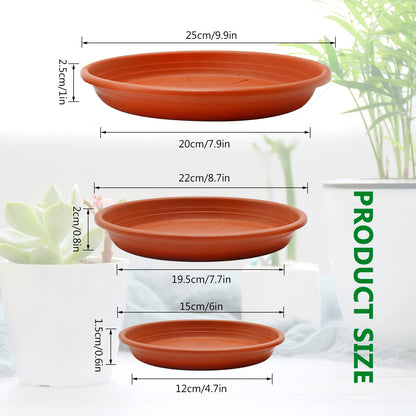 UOIENRT 12 Pcs Plant Saucer, 6/8.7/9.9 Inch Round Plastic Plant Trays, Garden Plant Saucer, Flower Pot Drip Trays for Outdoor and Indoor Plants