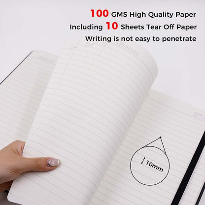 Deziliao 320 Pages Large A4 Lined Journal Notebooks with Pen Loop, Hardcover Notebook Journal for Work, 100Gsm Premium Thick Paper,8.5''×11'' College Ruled for School Work, Black