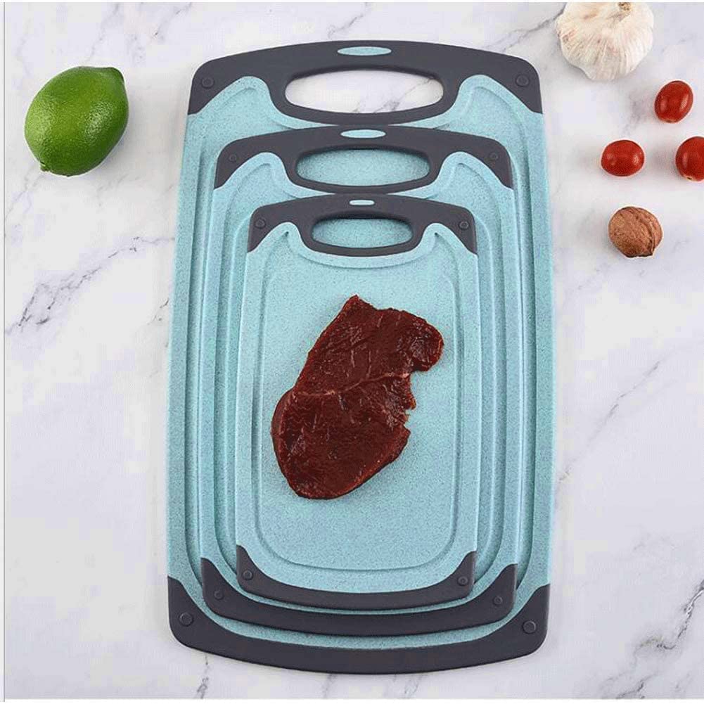 Cutting Boards Kitchen Cutting Board (3-Piece Set) Chopping Boards- Plastic Cutting Boards Set, Juice Grooves, BPA-Free and Dishwasher Safe (Blue)