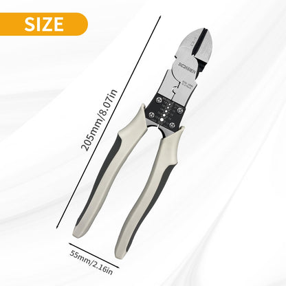BOOSDEN Wire Cutters Heavy Duty with Wire Stripper Crimper,Diagonal Cutters,8 inch Side Cutters with a Belt Holster,Multi Function Professional Industrial High Leverage Diagonal Cutting Pliers Tool