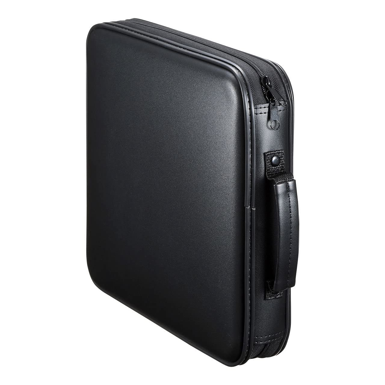 SANWA (Japan Brand) 160 Capacity CD Case, Portable DVD Storage Case, EVA Protective Music Movie Game Blu-ray Disc Wallet, Holder, Binder with Handle, Media Storage for Car, Home, Office, Black