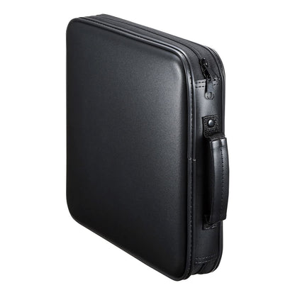 SANWA (Japan Brand) 160 Capacity CD Case, Portable DVD Storage Case, EVA Protective Music Movie Game Blu-ray Disc Wallet, Holder, Binder with Handle, Media Storage for Car, Home, Office, Black