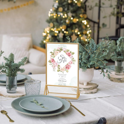 PPH-Sisy Acrylic Sign Holder 4 x 6 Gold Frame Display Stand ，Clear Table Flyer Holder，Plastic Paper Holder for Home, Office, Shop- Exhibition 4 x 6 inches (6pcs)