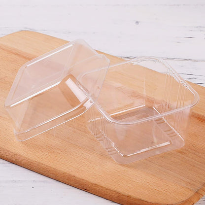 50Pack 8 oz Square Plastic Dessert Cups with Lids and Individually Wrapped Spoons, Clear Disposable Plastic Yogurt Parfait Cups for Cupcake Mousse Yogurt Pudding Mousse Fruits (50Pack)