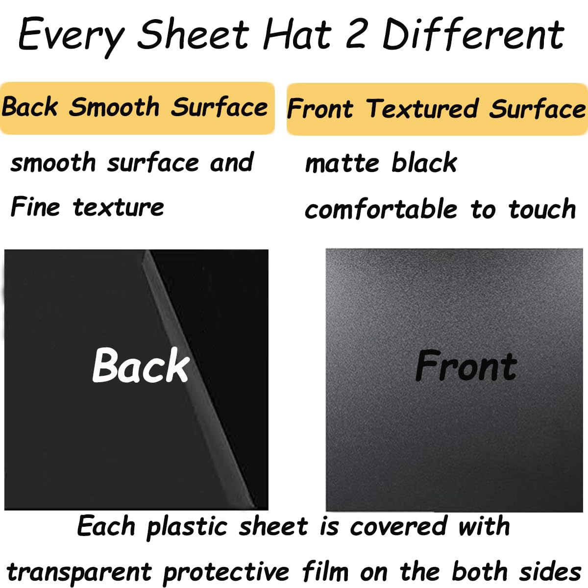 Aisetmoon 2 Pack ABS Plastic Sheets 12"x12" 1/4 Inch Thick, Moldable Flexible Thermoplastic Panel, Black Plastic Sheet Rigid, DIY Materials Home Decor Handcrafts(Matte & Textured Finish)