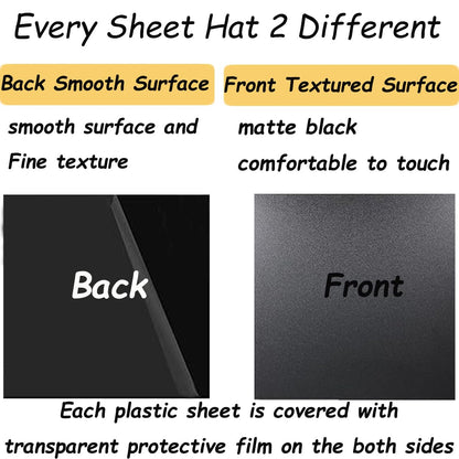 Aisetmoon 2 Pack ABS Plastic Sheets 12"x12" 1/4 Inch Thick, Moldable Flexible Thermoplastic Panel, Black Plastic Sheet Rigid, DIY Materials Home Decor Handcrafts(Matte & Textured Finish)