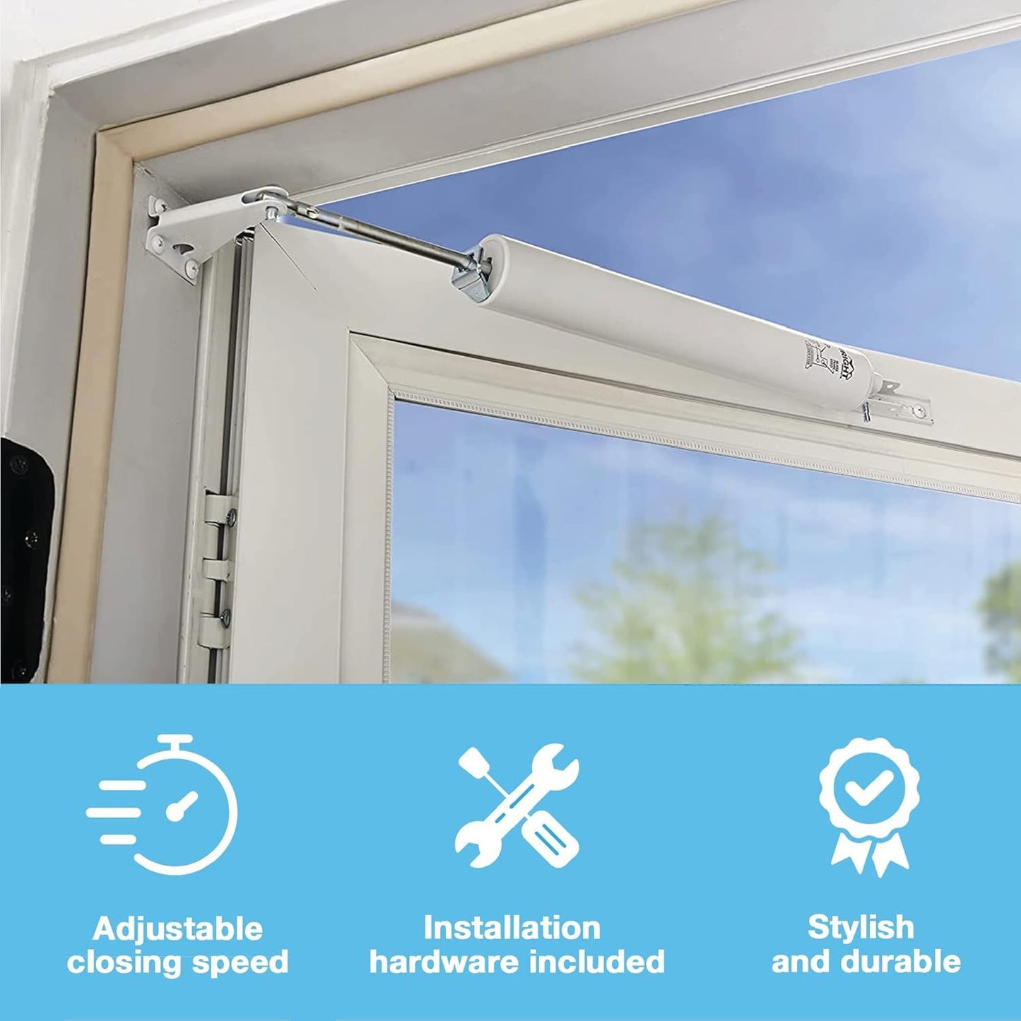 Wright Products - Heavy Duty Pneumatic Screen and Storm Door Closer, White