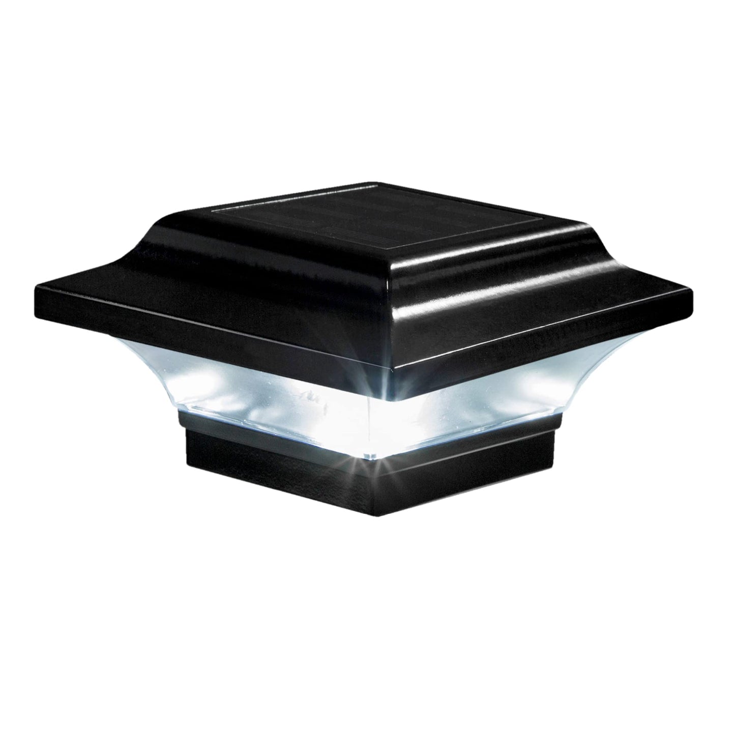 Classy Caps Imperial Solar Post Cap - Black SLO82B – Fits 2.5"x2.5", 2.25"x2.25", and 2"x2" Post Sizes, High-Performance Solar LED, Durable Cast Aluminum Construction