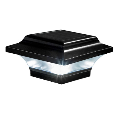 Classy Caps Imperial Solar Post Cap - Black SLO82B – Fits 2.5"x2.5", 2.25"x2.25", and 2"x2" Post Sizes, High-Performance Solar LED, Durable Cast Aluminum Construction