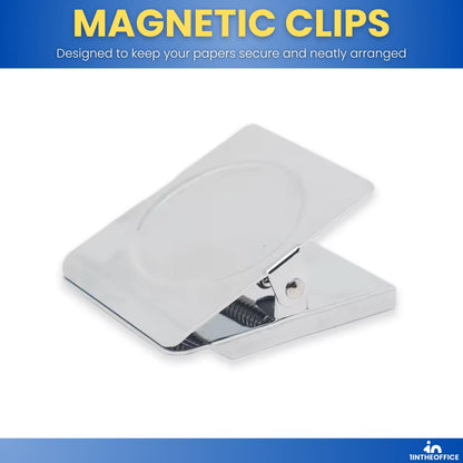 1InTheOffice Strong Magnetic Metal Clips, Heavy Duty, 2.3" Length, 4 Pack