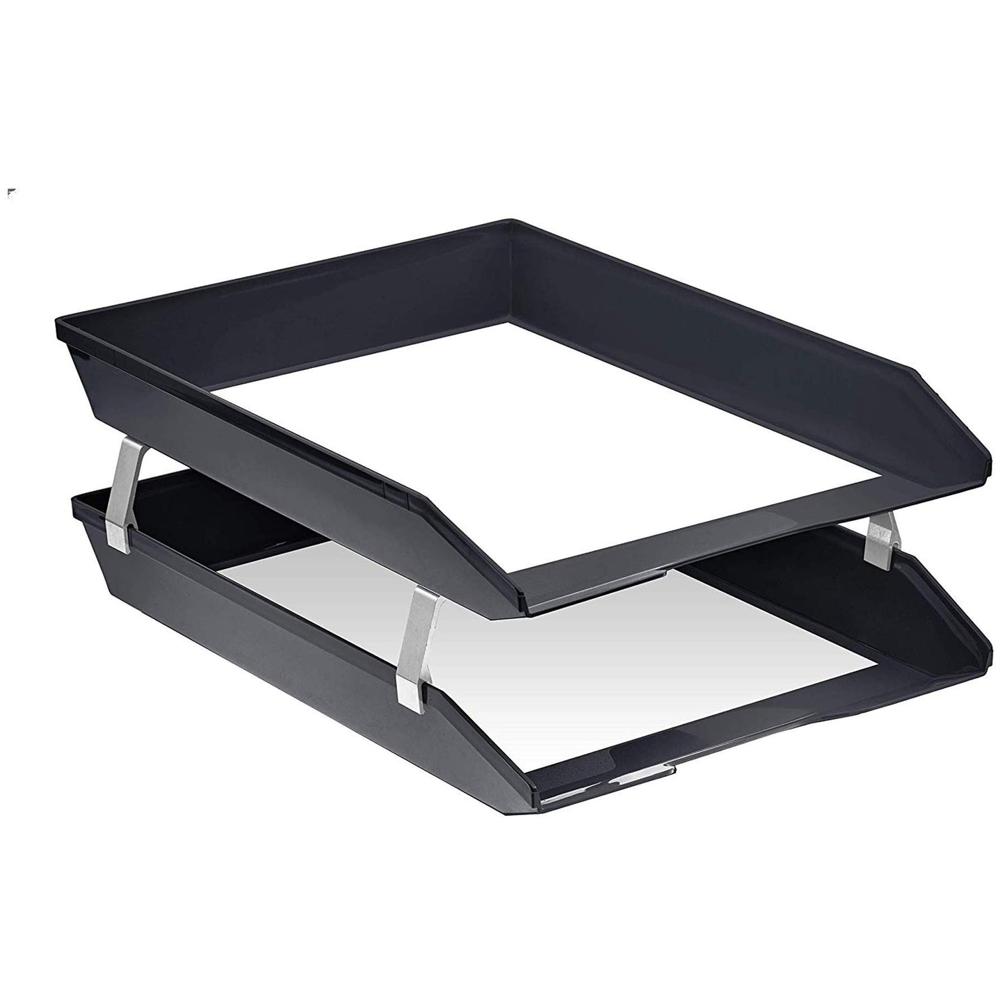 Acrimet Facility 2 Tier Letter Tray, Front Load, Letter Size/A4, Desktop File Organizer, Plastic (Black Color)