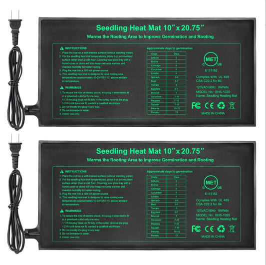 Bestio Seedling Heat Mat 2 Pack,10×20.75 in MET & UL Listed Heating Mat for Seed Starting, Waterproof Heating Pad for Seedlings, Indoor Gardening, Greenhouse Cultivation