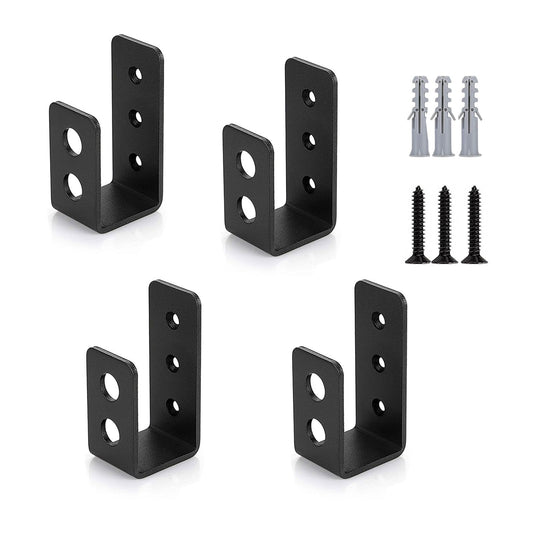 Ymaiss 4packs 2*4 Door Barricade Brackets, Heavy Duty Door Security Bar, Open Security Bar Holder U Brackets, Security Bar Door Stopper,Holder Brackets U Shape Black