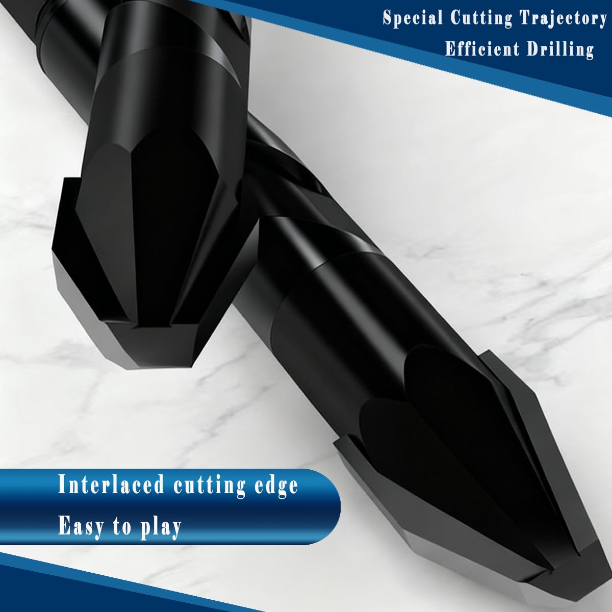 Larouoba 10pc Black Special Crooked Head Eccentric Drill Bit Set, Porcelain Tile Drill Bit Concrete Drill Bit for Glass,Brick,Plastic,Cement,Wood,Ceramic,Metal,Marble (3/16” to 1/2”).