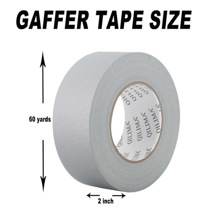 QILIMA Grey Gaffers Tape 2 Inch x 60 Yards - Professional Grade Floor Tape- Non Reflective Matte Finish Gaff Tape