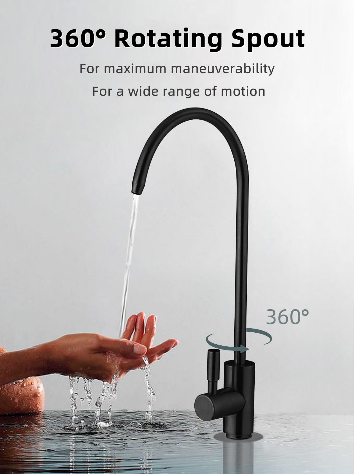 Bifordo Drinking Water Faucet Matte Black,Lead-Free Water Filter Faucet,Easy to Install Reverse Osmosis Faucet for Kitchen Bar Sink
