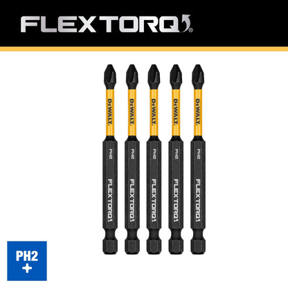 DEWALT FLEXTORQ Philips #2 Bits 5Pk 1/4 x 3-1/2in for Impact Drivers & Drills, Hex Shank (DWAF3PH2IR5)