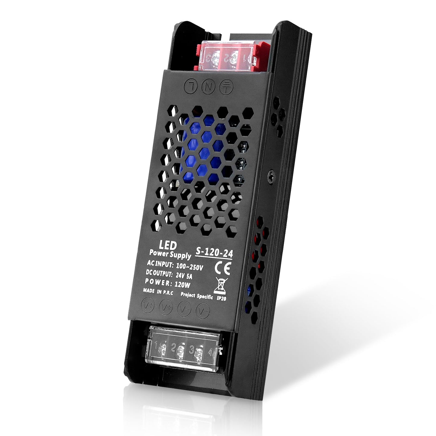 PZETCEIR LED Driver 24V 120W 5A Slim LED Power Supply, AC 110V to 24V DC Adapter, Constant Voltage LED Transformer for Strip Lights, Bulbs, Garden and Cabinet Lights