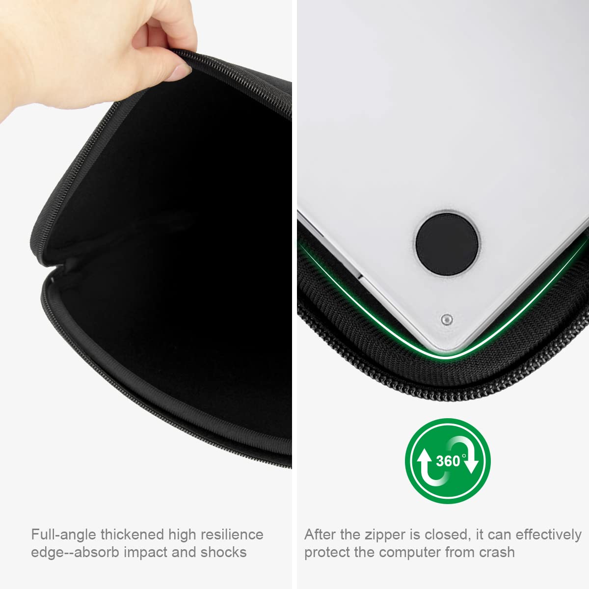 ARVOK 15 15.6 16 Inch Laptop Sleeve Multi-Color Size Choices Case/Water-Resistant Neoprene Notebook Computer Pocket Tablet Briefcase Carrying Bag/Pouch Skin Cover for HP/Dell/Lenovo/Asus/Acer, Black