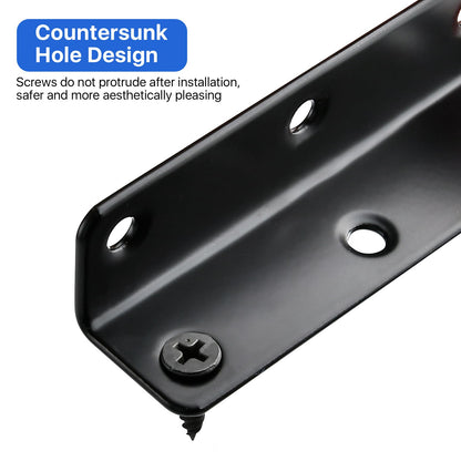 Worldity 15 Pcs Corner Brace, 3.15 x 0.78 Inch Black L Bracket, Stainless Steel Corner Bracket with 90 Pcs Screws, 90 Degree Black Angle Bracket for Wooden Furniture, Shelf, Bed, Desk, Chair