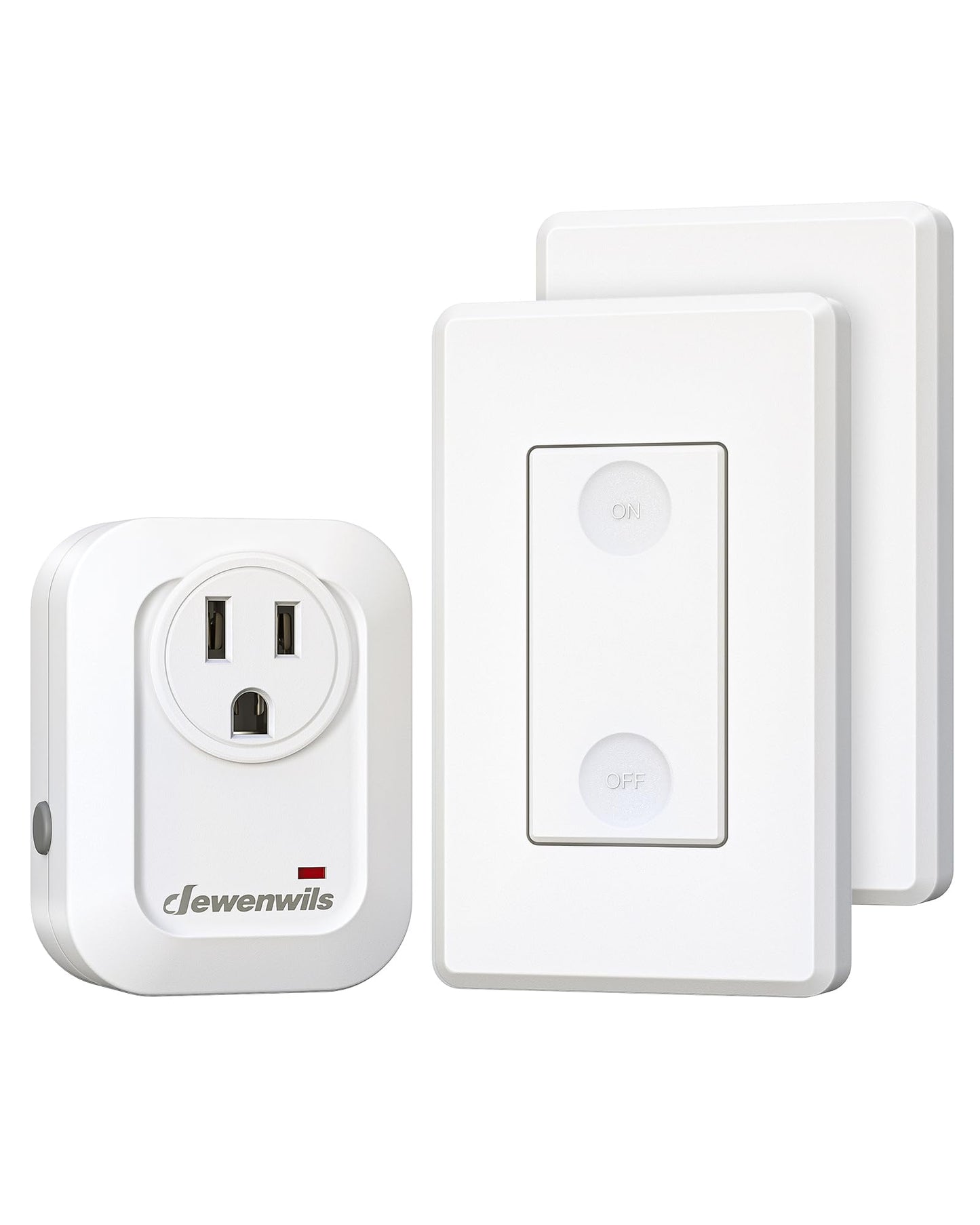 DEWENWILS Wireless Remote Wall Switch and Outlet, No Wiring Plug in On Off Power Switch, Expandable Remote Control Outlet Light Switch, 100Ft RF Range (2 Switches and 1 Receiver)