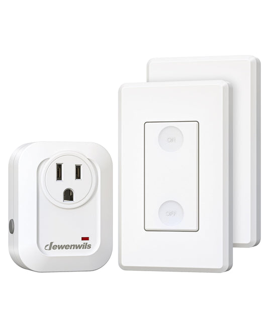 DEWENWILS Wireless Remote Wall Switch and Outlet, No Wiring Plug in On Off Power Switch, Expandable Remote Control Outlet Light Switch, 100Ft RF Range (2 Switches and 1 Receiver)