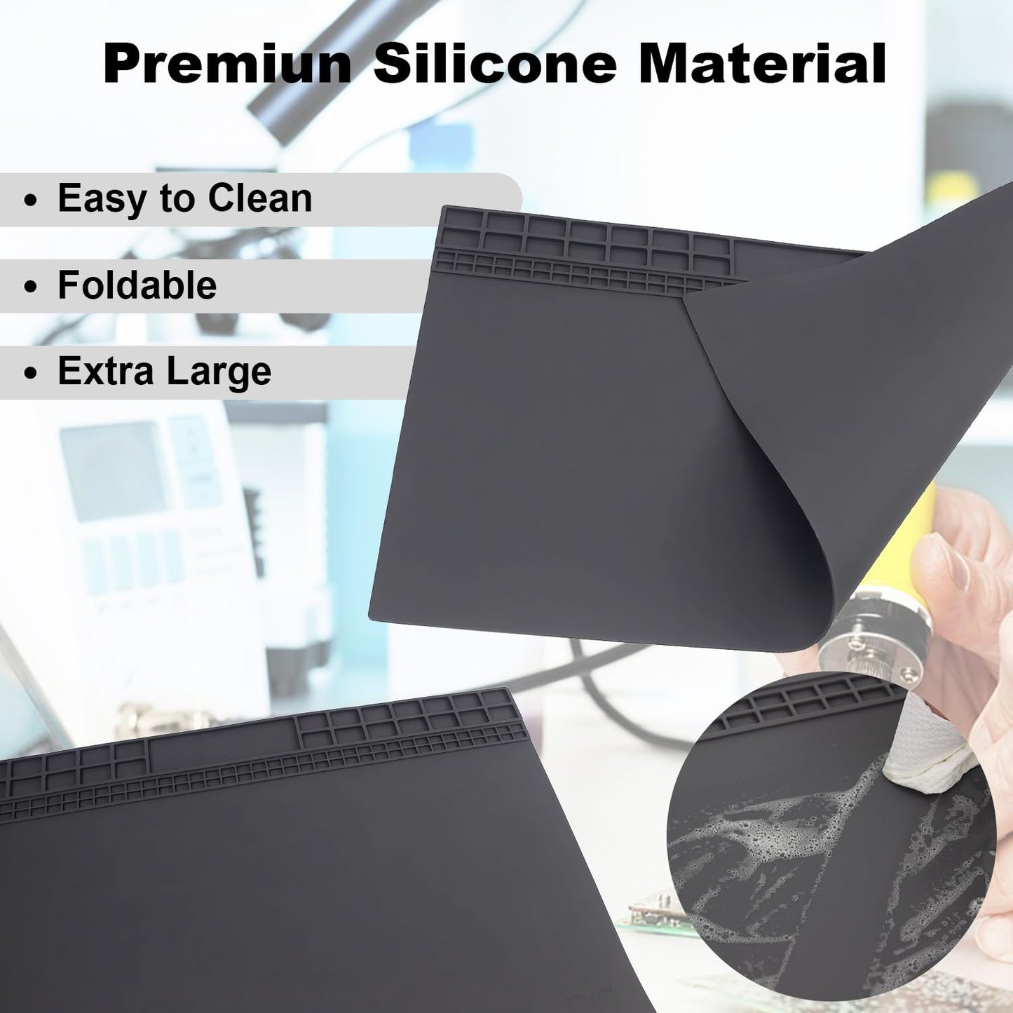 Premium Large Soldering Mat, 23.7 x 13.8 inch Heat Resistant 932°F Repair Work Mat Large Silicone Soldering Mat for Soldering, Electronics, Computer, Cellphone Repair Etc