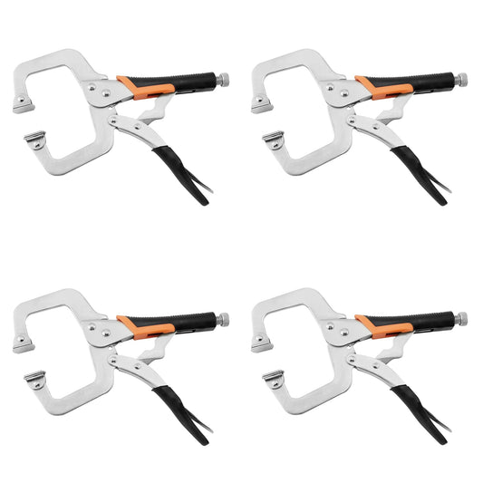 6-Inch C-Clamp Locking Pliers,Heavy Duty Vise Grip Welding Clamp with Swivel Pads for Woodworking,Home,Metalworking,Auto Repair(4 Pack)