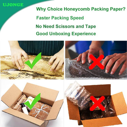 UJONGE 15"x128' Honeycomb Packing Paper Cushioning Wrap Roll Eco Friendly Recyclable Packaging Papers Cushion Wrap for Gift, Shipping, and Moving Breakables