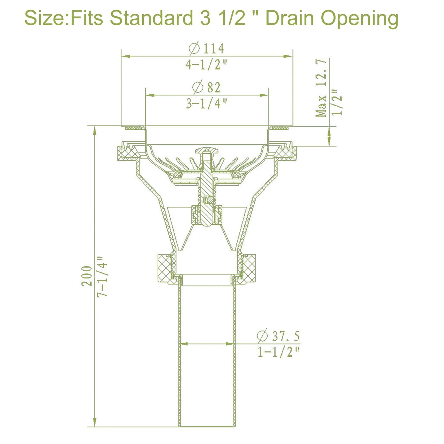QruiLanTu 3-1/2 Inch Kitchen Sink Drain Assembly Kit Stainless Steel Sink Strainer Drain Basket Replacement with Sink Stopper Sealing Lid for Kitchen Bathroom Drain Kit