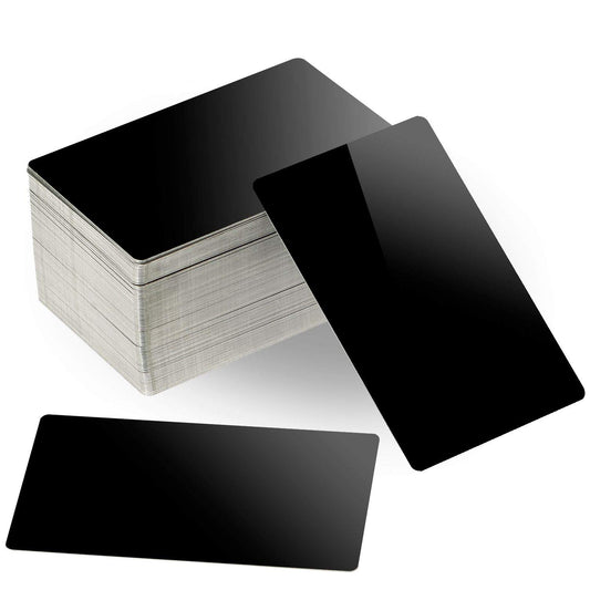 ZOENHOU 100 PCS Metal Business Card 3.4 x 2.1 Inch, 18mil Thickness Black Blank Aluminum Cards for DIY, Gift, VIP, Laser Engraving