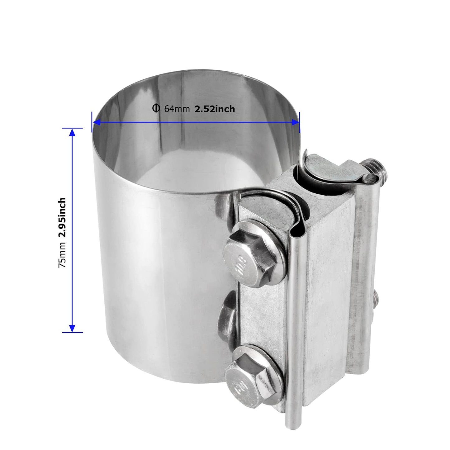 4 PCS 2.5 Inch Butt Joint Exhaust Band Clamp Sleeve, 2 1/2 Inch Stainless Steel Exhaust Clamp for Exhausts, Mufflers, Downpipes