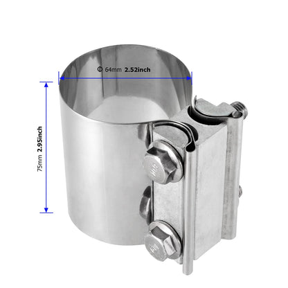 4 PCS 2.5 Inch Butt Joint Exhaust Band Clamp Sleeve, 2 1/2 Inch Stainless Steel Exhaust Clamp for Exhausts, Mufflers, Downpipes