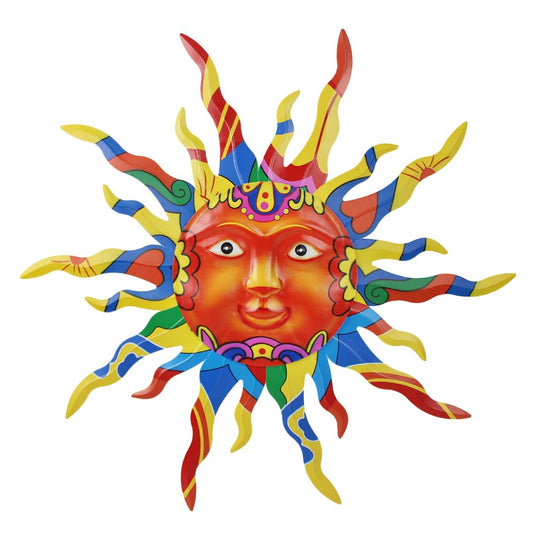 VEWOGARDEN Large Sun Wall Decor Metal Sun Face Wall Art Indoor & Outdoor Sun Wall Art for Home Yard Patio Decor, Colorful