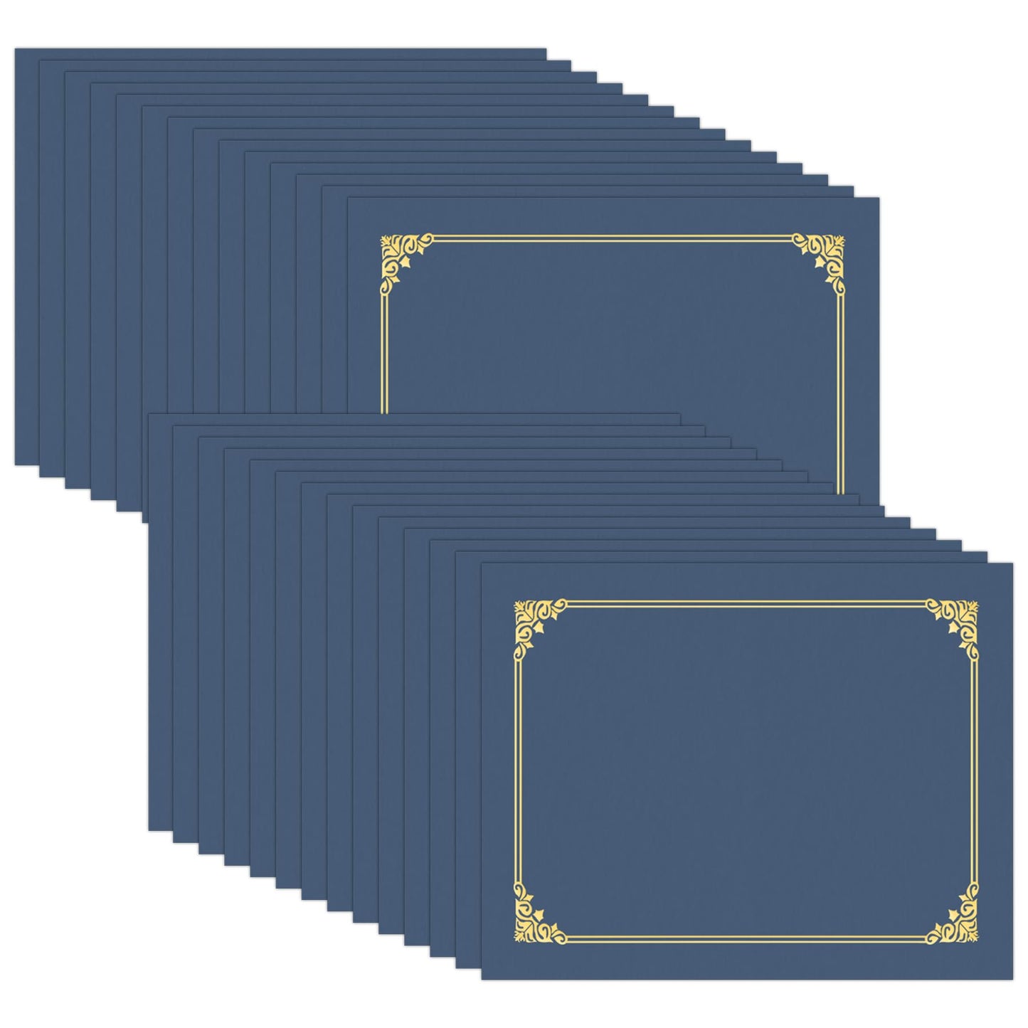 HAUTOCO 30 Pack Certificate Holders, Navy Blue Diploma Holders, Document Award Covers Certificate Folders with Gold Foil Border for 8.5x11 Letter Size