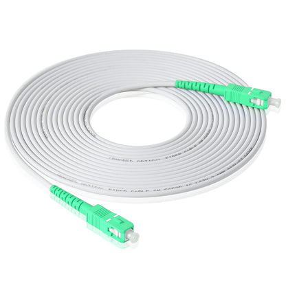 AutCreation Fiber Optic Internet Cable,Fiber Optic Patch Cable, Armored Fiber Optic Jumper Optical Patch Cord,Simplex OS1/OS2 9/125um,OD 3mm,LSZH (15M(49ft), White(SC/APC to SC/APC))